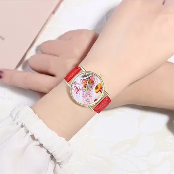 

Creative Mushroom Pattern Watches Quartz Otoky Watch Casual Leather Strap Wrist Watch For Women Mens Dress Clock Teenagers Girls
