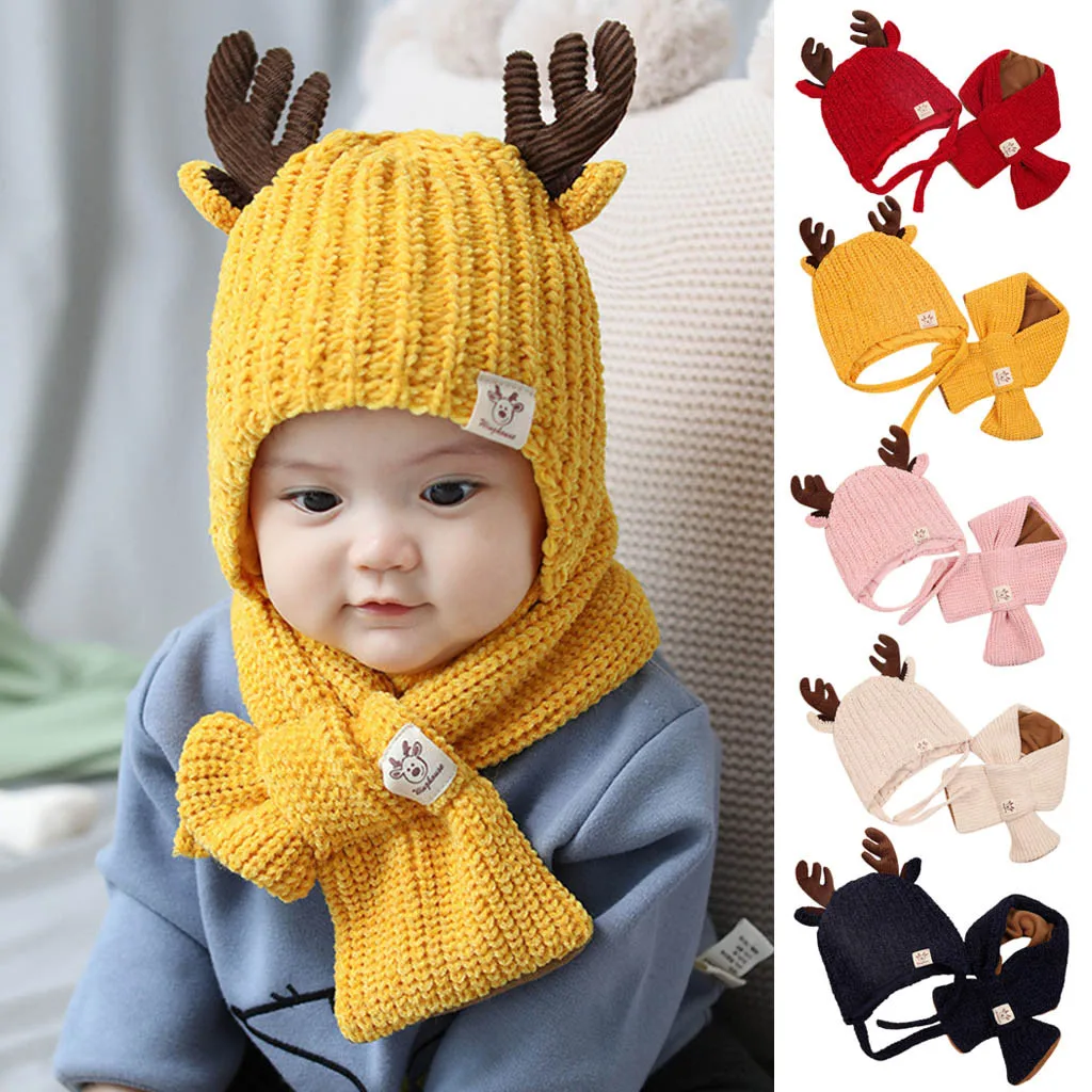 Toddler Kids Boy/&Girl Baby Infant Winter Crochet Knit Hat Beanie Cap Scarf Set