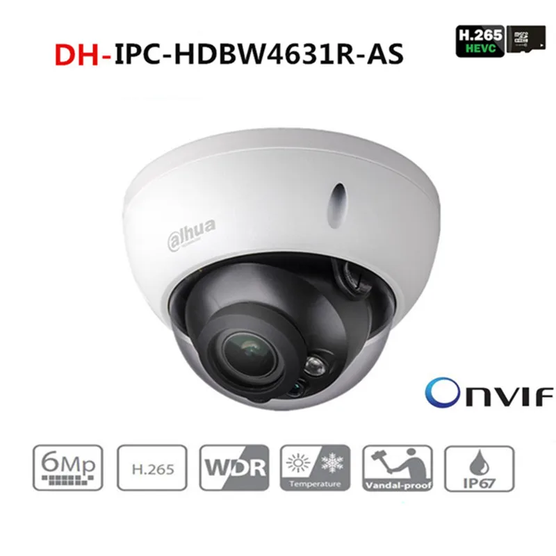 

Dahua 6MP Camera IPC-HDBW4631R-AS Upgrade From IPC-HDBW4431R-AS IK10 IP67 Audio &Alarm Port PoE Camera With DH Logo