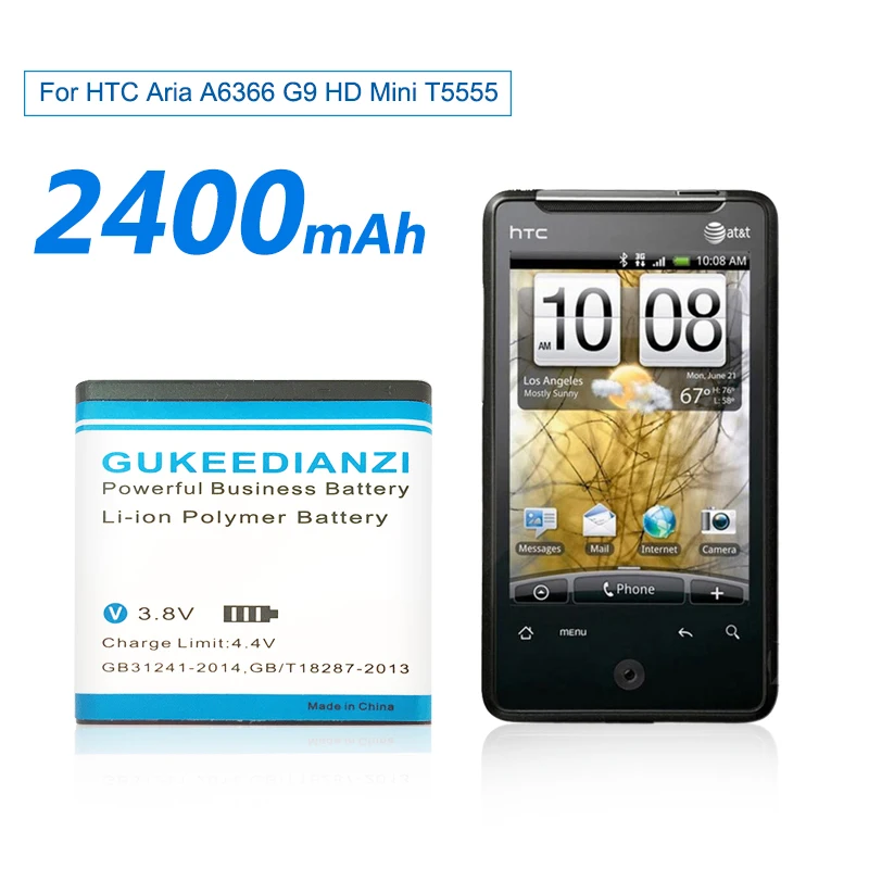 2400 мАч батарея для htc Google G9 HD mini T5555 Aria A6380 A6380 BB92100 батарея