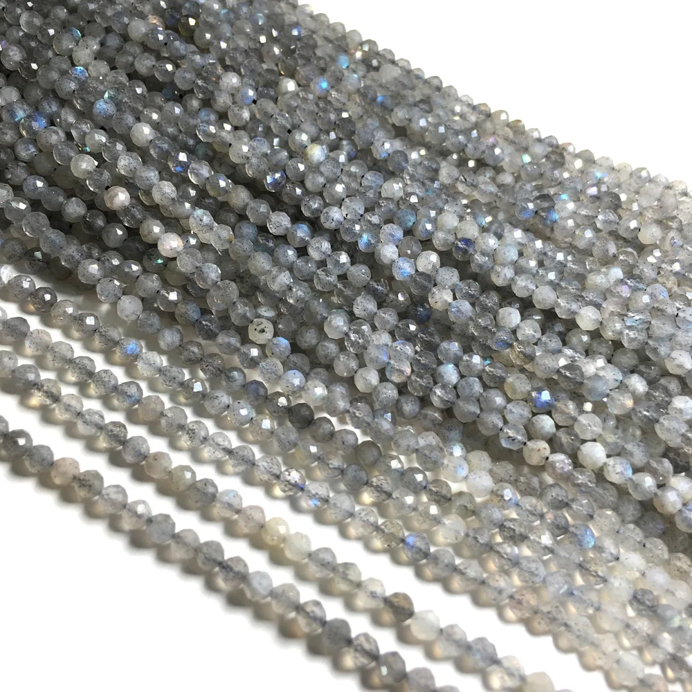 Petites perles rondes à facettes en pierre naturelle, cristaux d'espacement pour bijoux, bricolage, collier, bracelet, accessoires, 2mm, 3mm