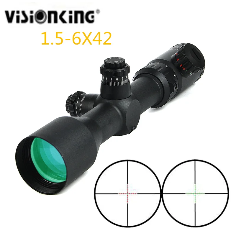 Охотничий Visionking 1,5-6x42 Adiustable зеленый красный точка прицелы Оптика прицел тактическая винтовка оптические прицелы для 223 308 30-06 AR 15