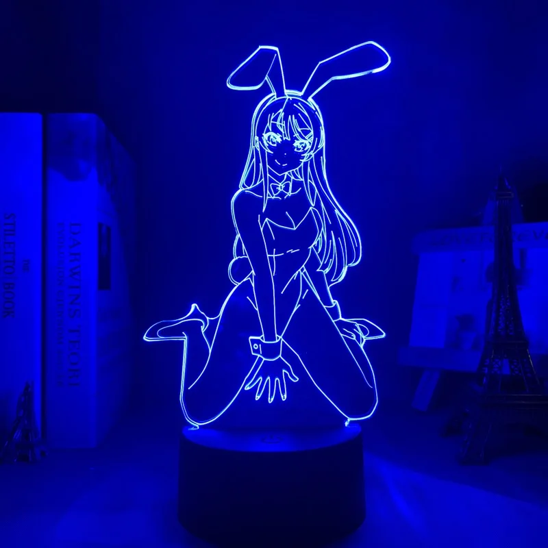 Anime Waifu Mai Sakurajima Led Night Light for Bedroom Decor Mai Light Gift for Friend Sakurajima Bunny Girl Led Lamp Anime Gift