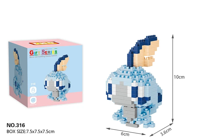 Mini Building Blocks 3D DIY Micro Brick Block Gift Toy Pokemon Cyndaquil Farfetch'd Jolteon Ho-Oh Onix Vaporeon Venusaur Popplio Sobble