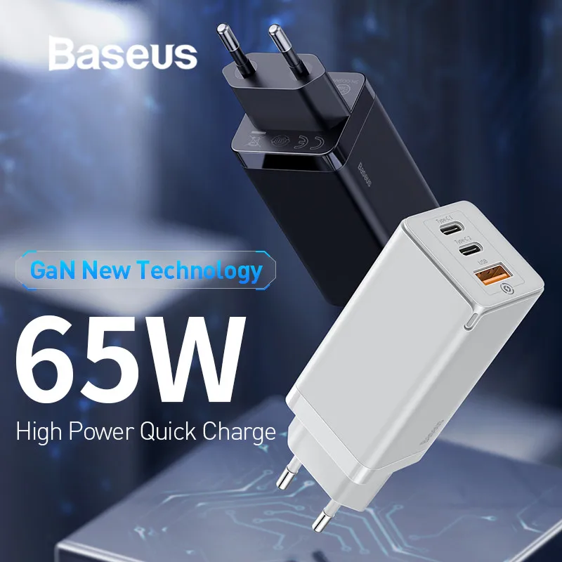 Baseus GaN 65 Вт Высокая мощность PD 3 0 быстрое зарядное устройство для iPhone Quick Charge Для
