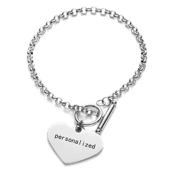 

DIY Custom-made Bracelet 3 Color Personalized Heart-Shaped Bracelets Charm Love customized Bangle For Women Jewelry Gift