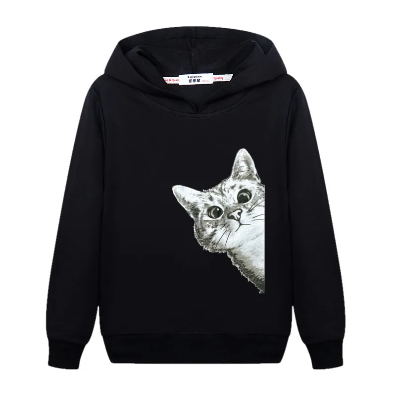 Aimi Lakana/Модная и забавная толстовка с капюшоном для детей, дизайнерский свитер с изображением лица кота Хлопковый пуловер с длинными рукавами для мальчиков и девочек осенняя куртка, пальто