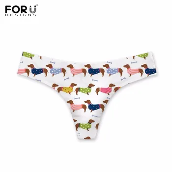 

FORUDESIGNS Cute 3D Dog/Puppy Dachshund Pattern Woman Sexy G-strings Casual Summer Breathable Thongs Girls Ultra-thin Panties