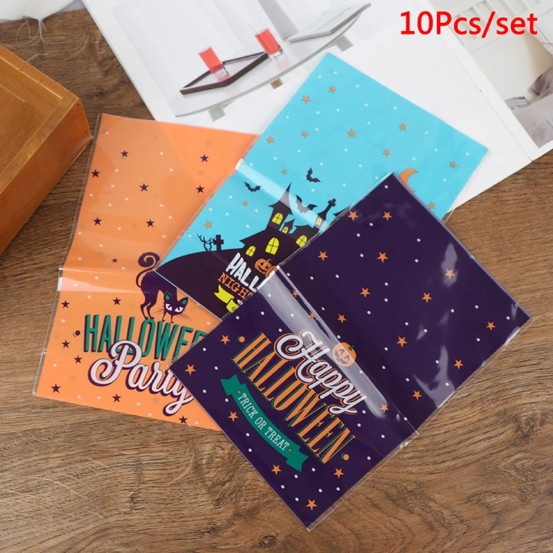 10pcs Halloween Easter party decoration pumpkin ghost Plastic candy bag Baking cookies bags