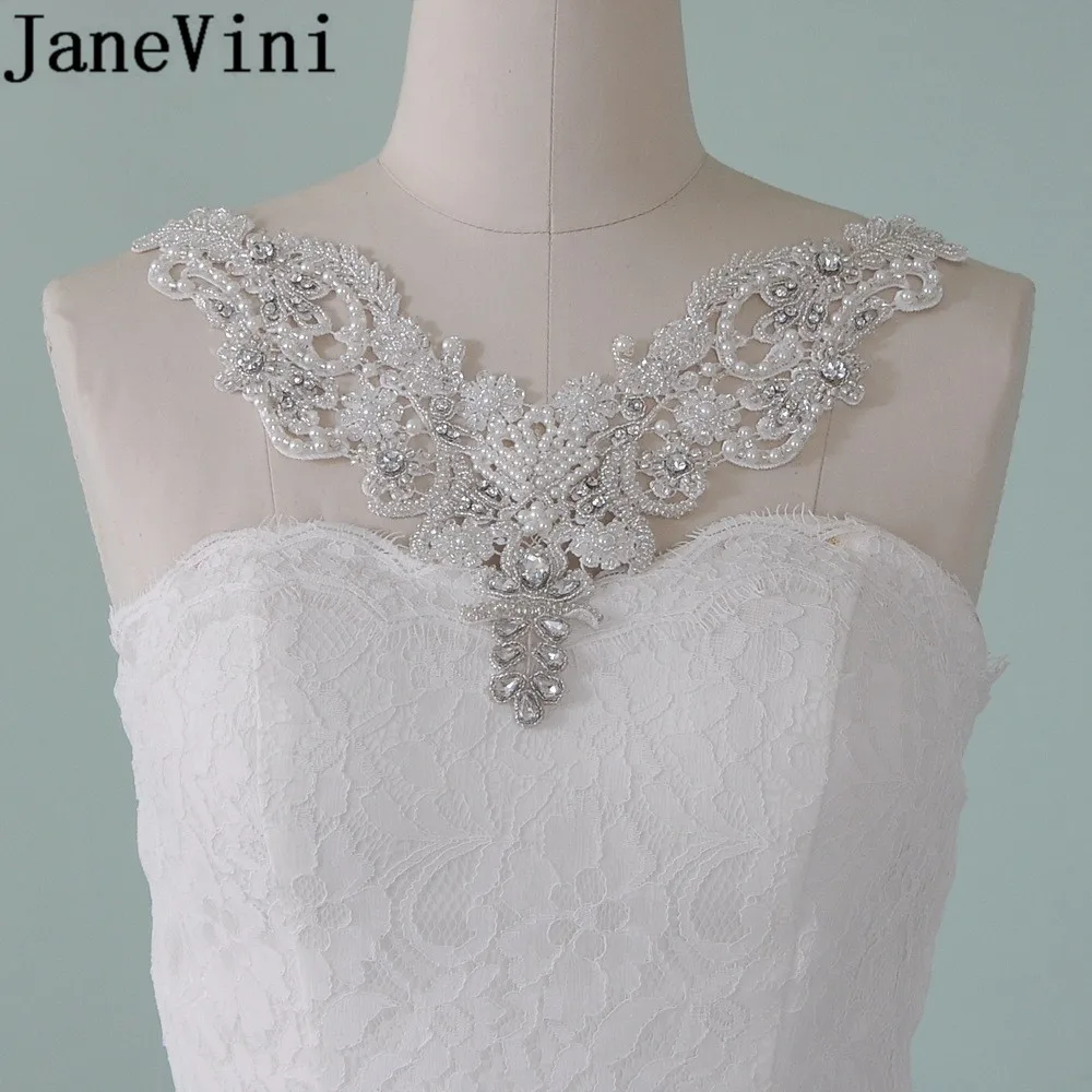 JaneVini 2019 роскошное свадебное ожерелье с кристаллами и жемчугом кружевное