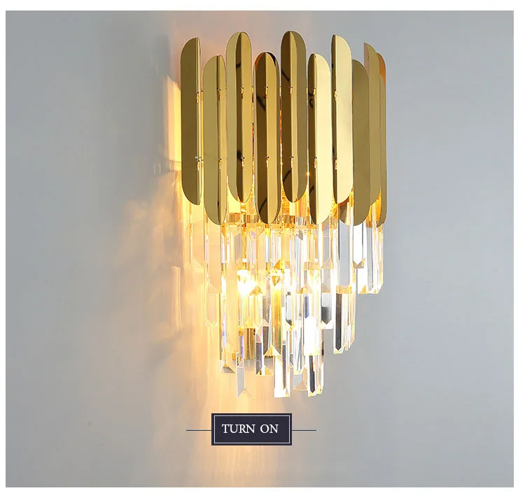 Gold Crystal Bedside Wall Light