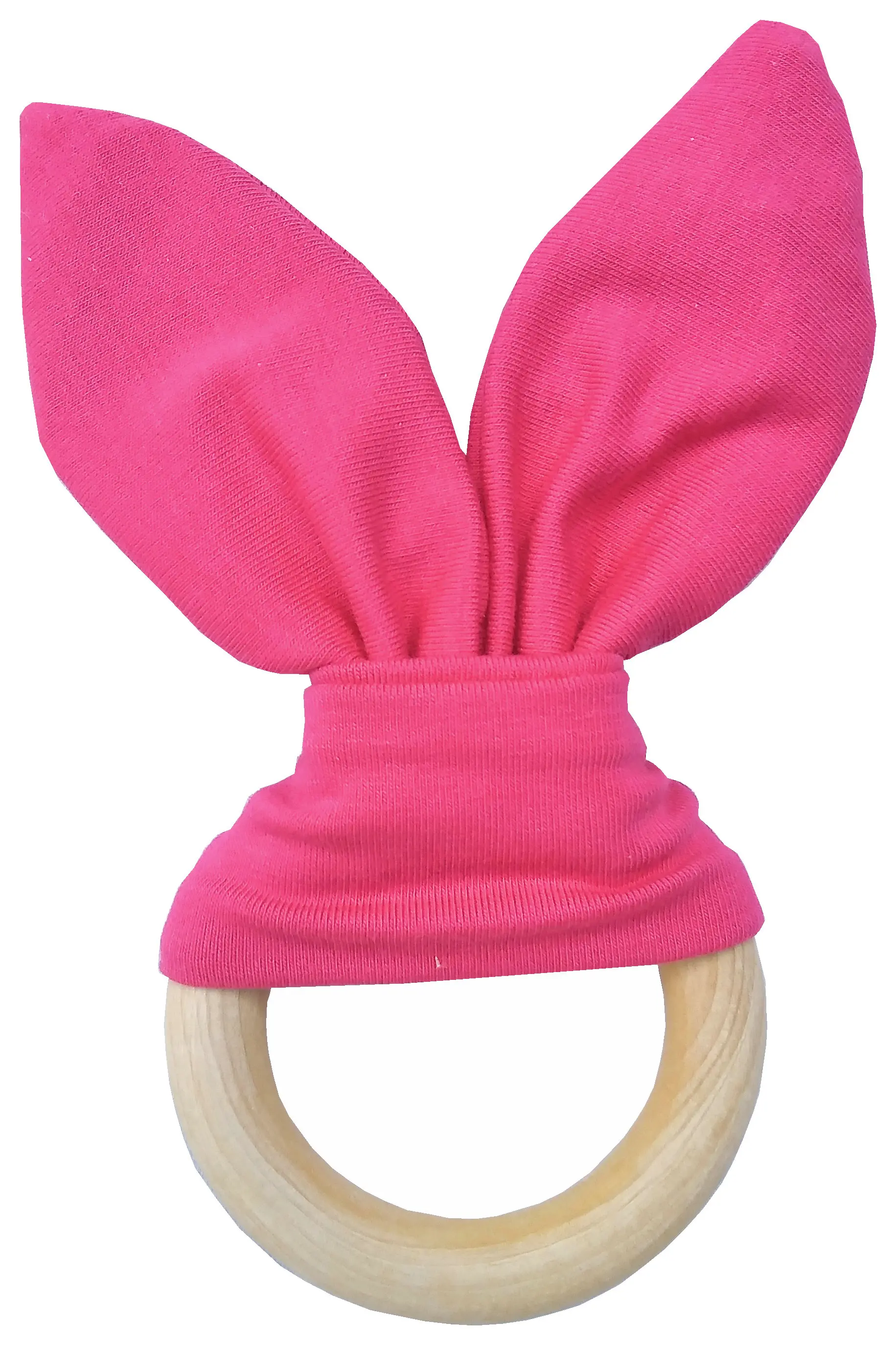 hot pink Кролик грызунок в форме уха, тканевый прорезыватель, тканевый и деревянный Прорезыватель для зубов с рифленым материалом - Цвет: hot pink