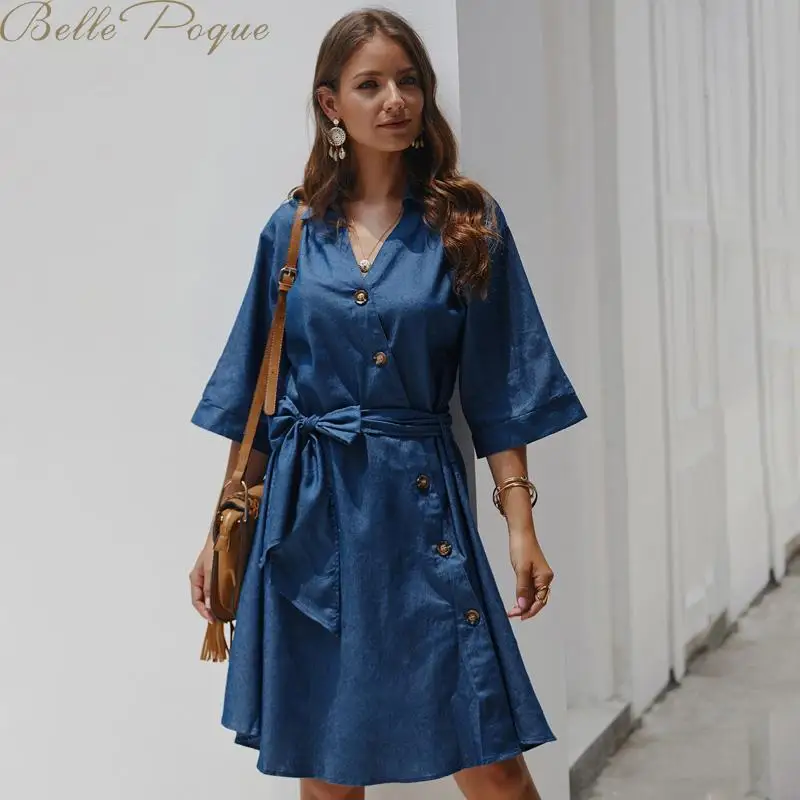 Belle Poque, женское осеннее платье-свитер на пуговицах, Vestidos, одноцветные элегантные платья с длинным рукавом, свободные офисные платья