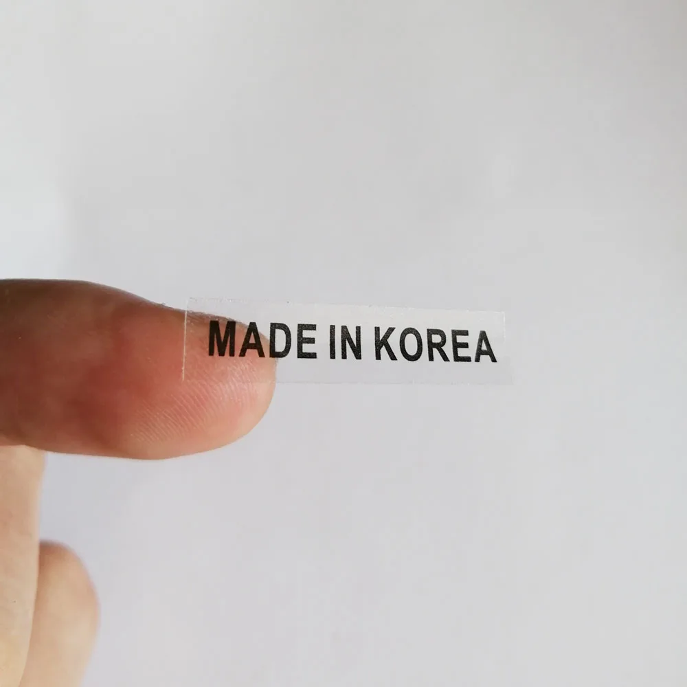 1000pcs 6X28mm Transparent Label MADE IN KOREA Country of Origin Stickers