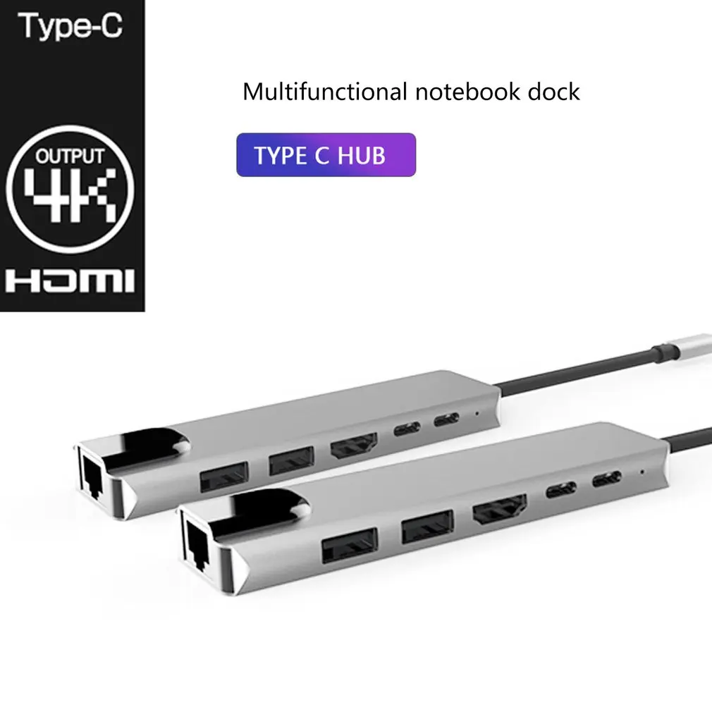 USB3.1 type-C to HDMI+RJ45 six-in-one docking station hub for MacBook Pro For Samsung Splitter Adapter