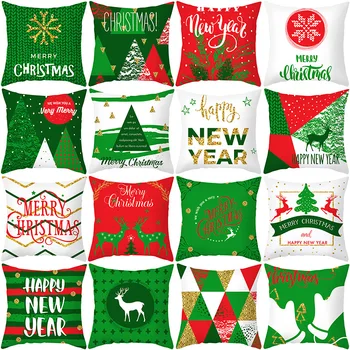 

Christmas Cushion Cover Christmas Ornaments for Home 2020 Navidad Pillow Case Green Christmas Ornaments Xmas Gift New Year 2021