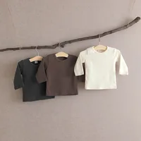 0 to 24M 2020 Kids Autumn Winter T-shirts Children Baby Boy Girls Clothes Pullover Long Sleeve Solid Cotton Warm Clothing Tops 1