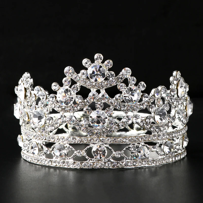 TDQUEEN, круглые свадебные диадемы и короны, покрытые серебром и золотом, свадебные аксессуары для волос для женщин