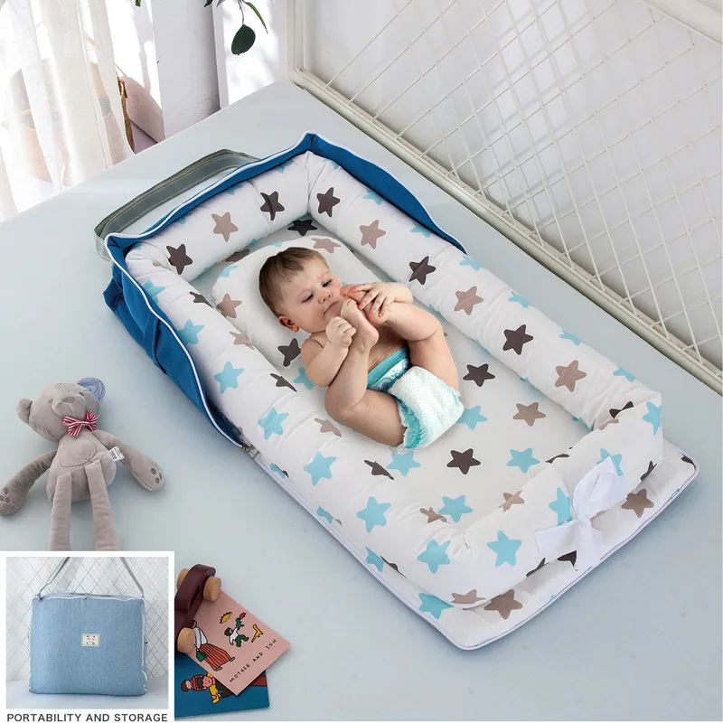 Разборное детское гнездо-кровать, переносная складная детская кроватка, для новорожденных, для путешествий, спальное место, детское гнездо для новорожденных детей, бампер 85x45 см - Цвет: R