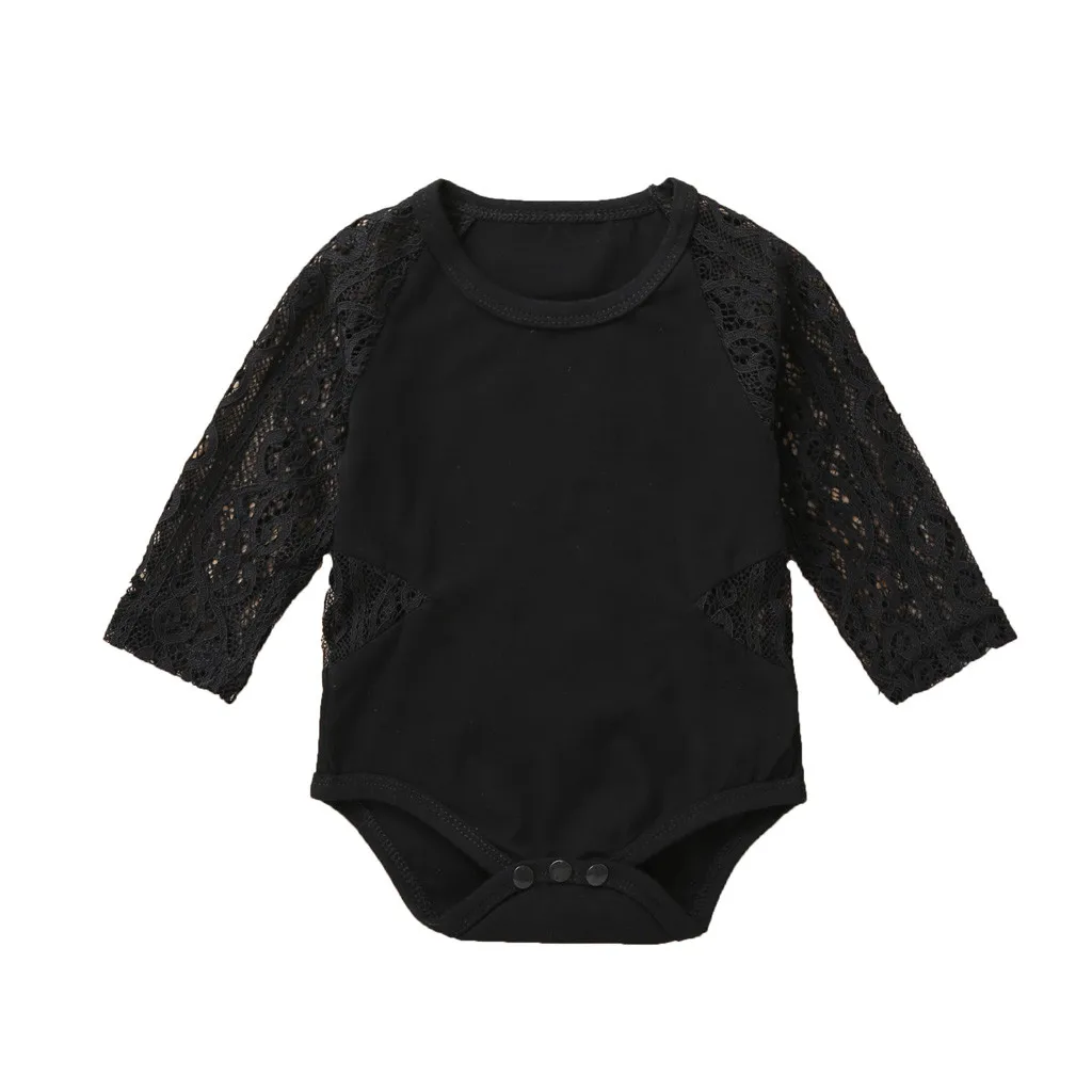 

Baby Girls Rompers Bodysuit Long Sleeve Frill Lace Solid Rompers Baby Triangle Jumpsuit Kid Autumn Winter Clothing #
