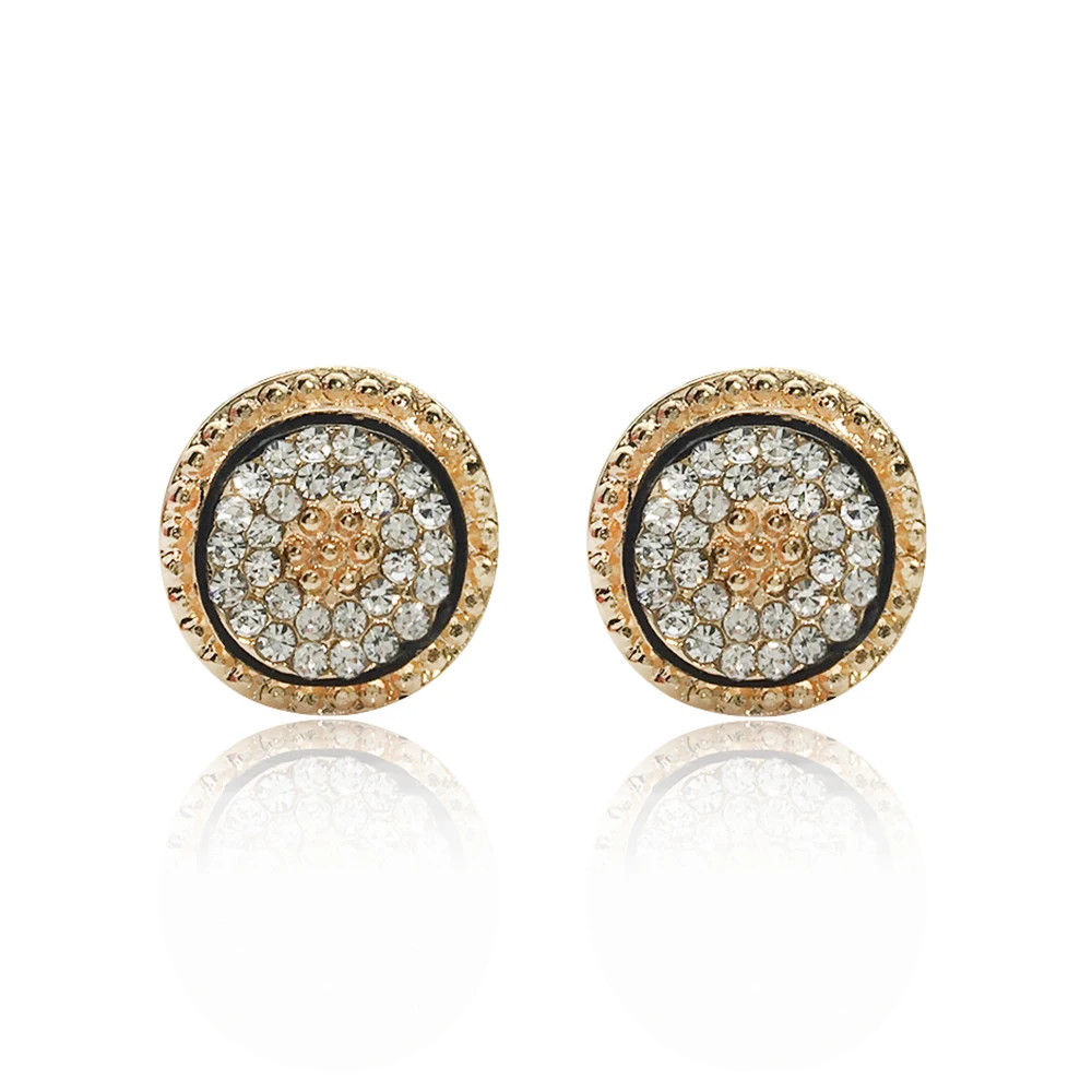 Europe Simple Natural Hollow Rhinestone Earrings Personalized Fashion Pearl Round Clip on Earrings Jewelry for Wonen