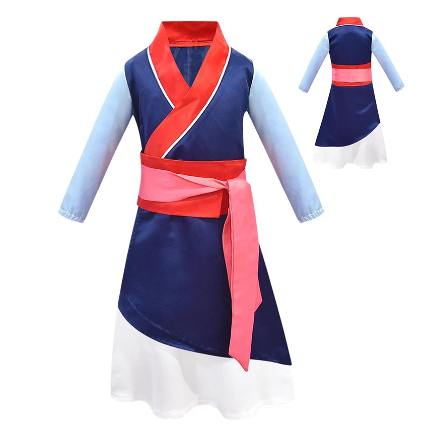 

Mulan Dress Girl Halloween Costumes for Kids Ancient Chinese Ethnic Hanfu Cosplay Anime Princess Haori Carnival Party Dresses