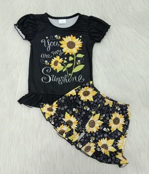 

toddler summer latest design cow moody top floral bell pants fashion boutique outfit hot style cartoon print sale new born