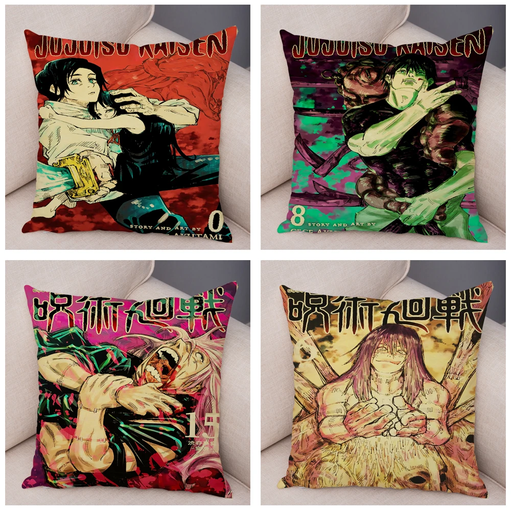 Jujutsu Kaisen Cushion Cover for Sofa Home Children Room Decor Cartoon Japanese Anime Print Pillow Case Soft Plush Pillowcase