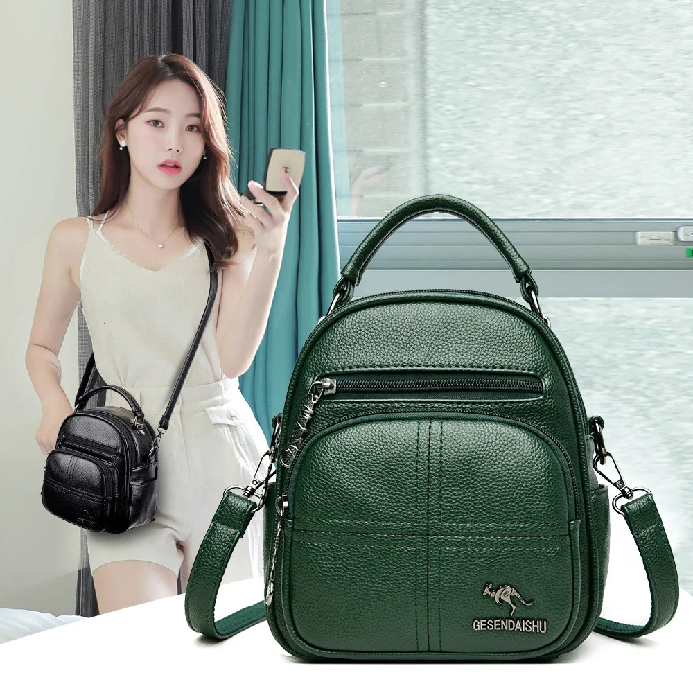 

Mini Backpack Women Pu Leather Shoulder Bag Bagpack Multifunction Ladies Small Crossbody Bag Solid Color Female Travel Back Bag