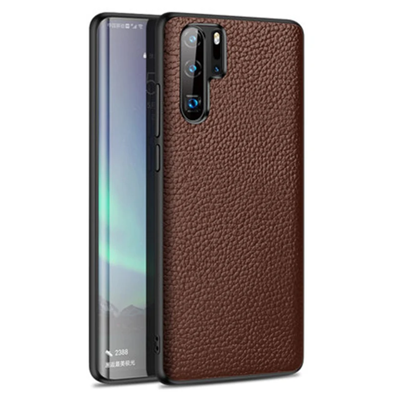 Чехол для телефона huawei P20 P30 lite mate 9 10 20 Pro lite Y9 P samrt чехол с текстурой личи для Honor 8X9X10 20 lite чехол - Цвет: Brown