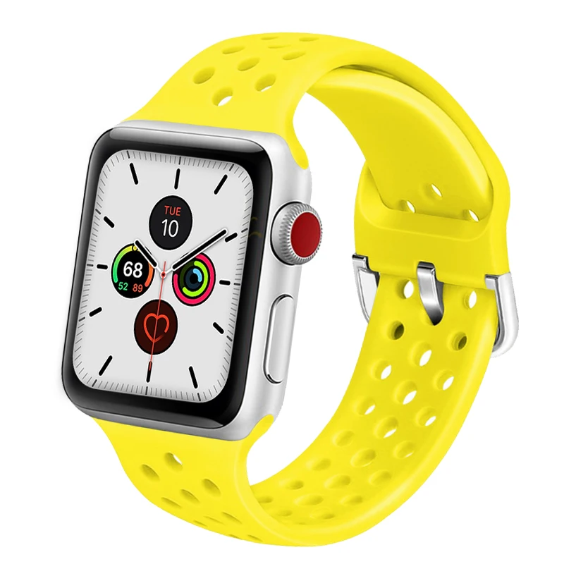Резиновый ремешок для Apple Watch Band 4 5 40 мм 44 мягкий силиконовый спортивный дышащий