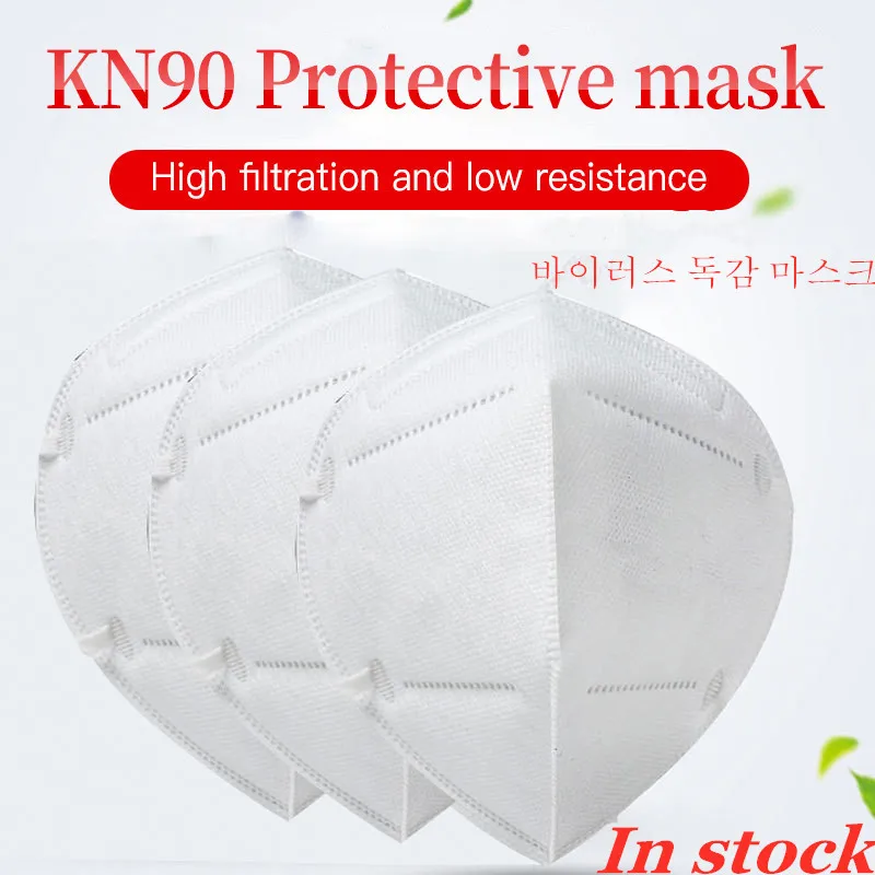 

100Pcs KN90 4 Layers Disposable Mask Mouth Masks Anti Influenza Breathing Safety Masks Bacteria Proof Face Masks In Stock