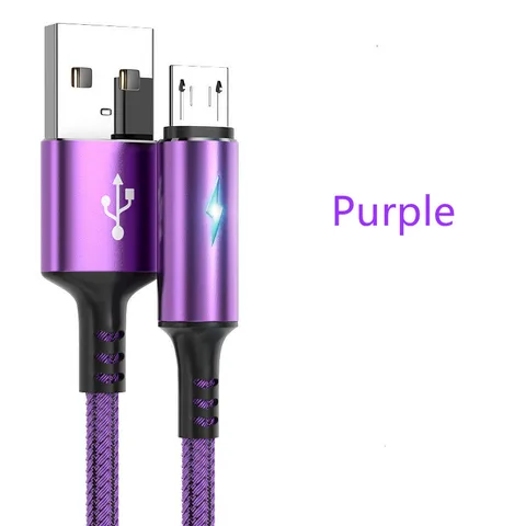 USB Wire LED Indicator Cable 5A Fast Charging For Huawei Mate 40 Samsung Xiaomi Android Mobile Phone Micro USB Cable Cord