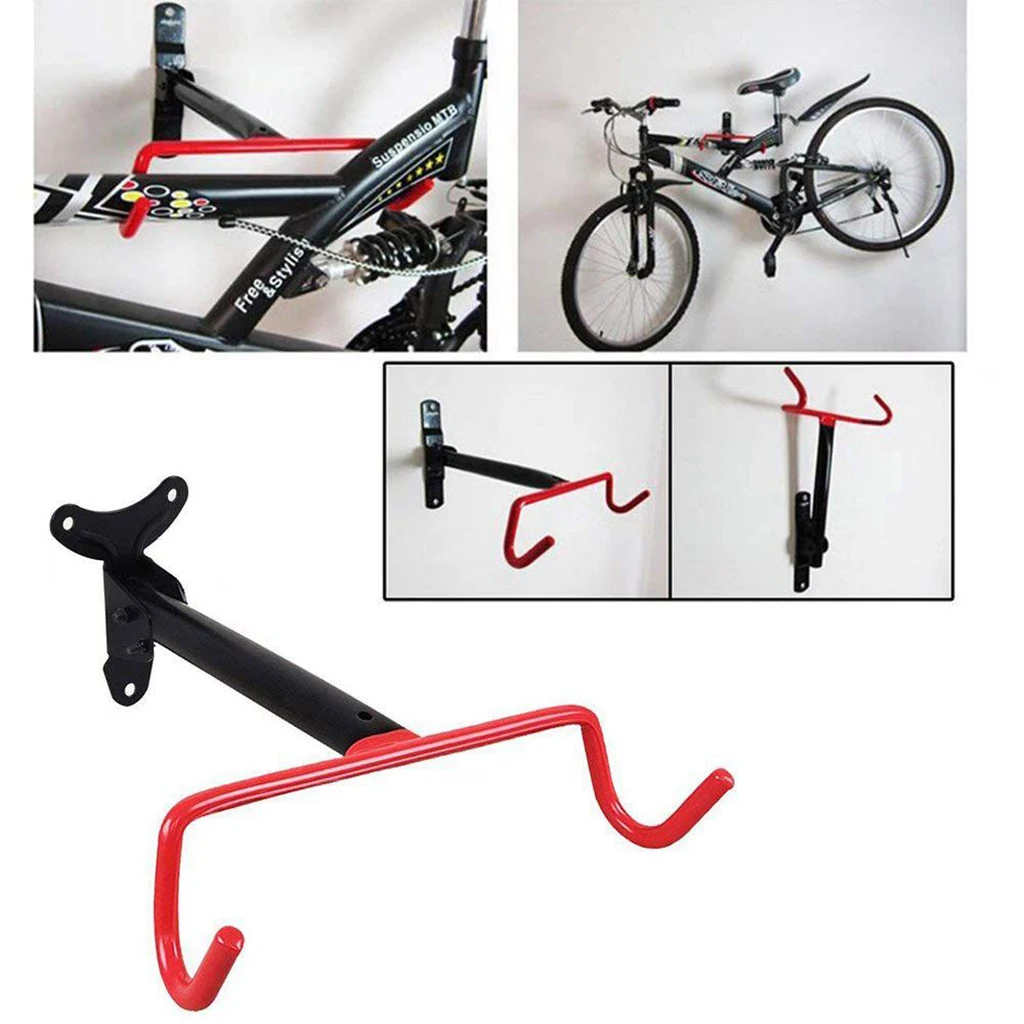 Solid Bike Wall Mount Hook Room Bicycle Hanger Cycle Horizontal Folding Racks