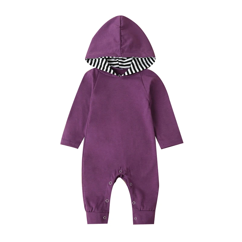 Комбинезон для маленьких мальчиков; осенне-зимняя одежда для новорожденных; комбинезон с длинными рукавами и капюшоном; одежда с героями мультфильмов для девочек; Одежда для младенцев - Цвет: Фиолетовый