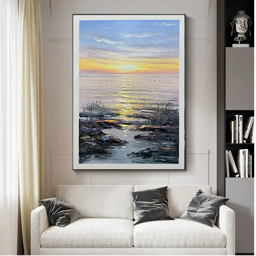 Настенное художественное украшение без рамы Фотофон С закатом голубого неба и