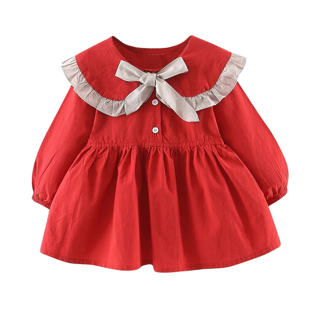 ARLONEE для детей ясельного возраста детская одежда для девочек кружевное с рюшами с бантом из ленты платья Повседневная одежда для малышей и детей постарше наряды для девочек Костюмы# августа
