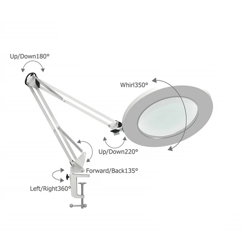  LED Desk Lamp with Clip 5Xlens Magnifying Glass Light Clamp Swing Arm Table Lamps USB Night Lights  - 4000195537060