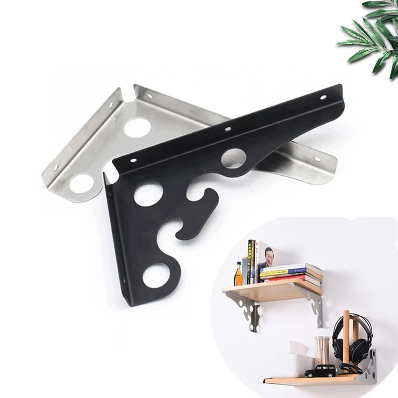 

2pcs Stainless Steel Triangle Folding Angle Bracket Heavy Support Adjustable Wall Mounted Set-top Box Faceplate Book Iron Shelf