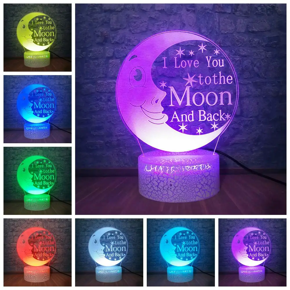 

I LOVE YOU TO THE MOON AND BACK 3D LED Table Lamp Romantic Style Decoration Baby Sleep Bedside Night Light for Child Lover Gift