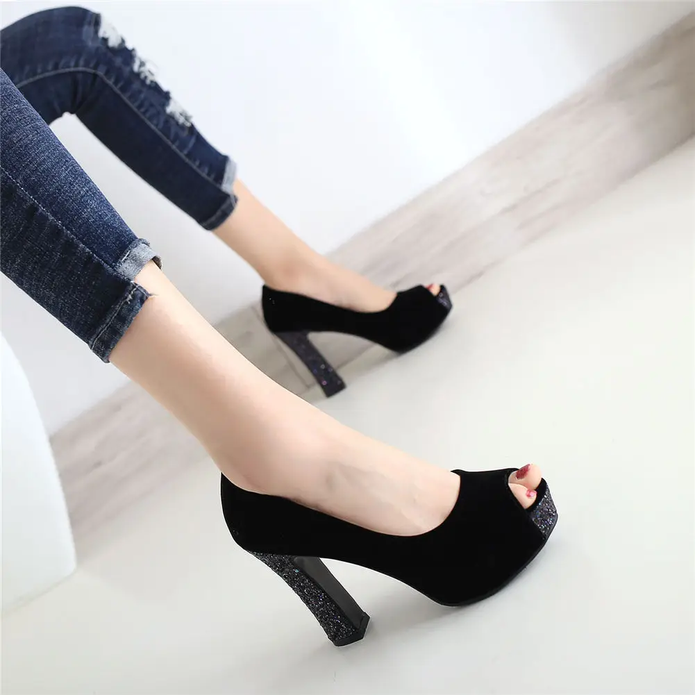 

SARAIRIS 2019 Top Quality Elegant Peep Toe Big Size 43 Party Pumps Woman Shoes High Heels Platform Office Lady Shoes Women