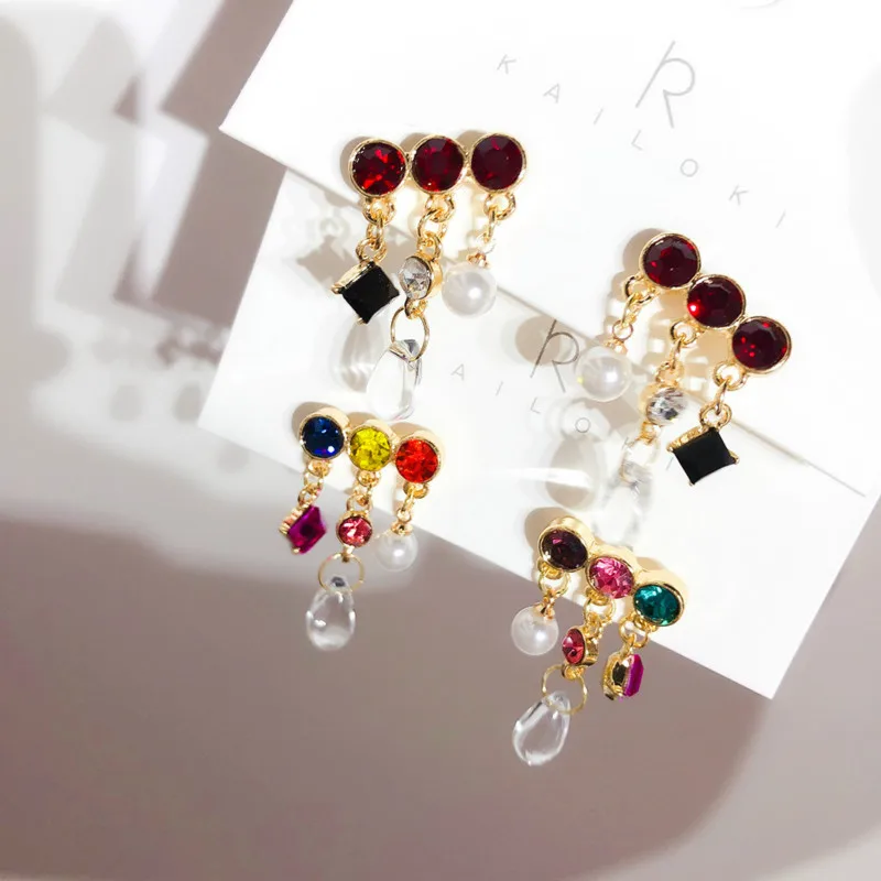 2019-New-Alloy-Ethnic-Water-Drop-Women-Dangle-Earrings-Fashion-Color-Round-Drill-Pendant-Earrings-Collide