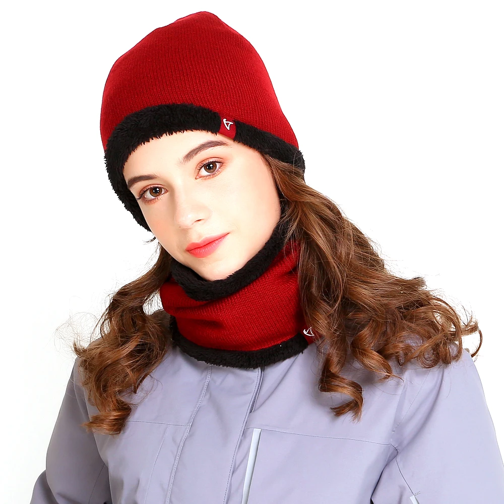 New Knitted Winter Hat Scarf Set Women men Thick Beanies And Ring Scarf Knitted Winter outdoor hiking cycling Accessories