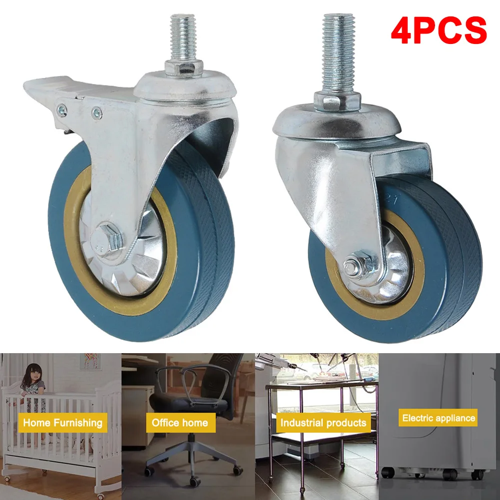 

PVC Casters 4pcs Casters Heavy Duty Pneumatic Caster Wheels No Noise Wheels ALI88