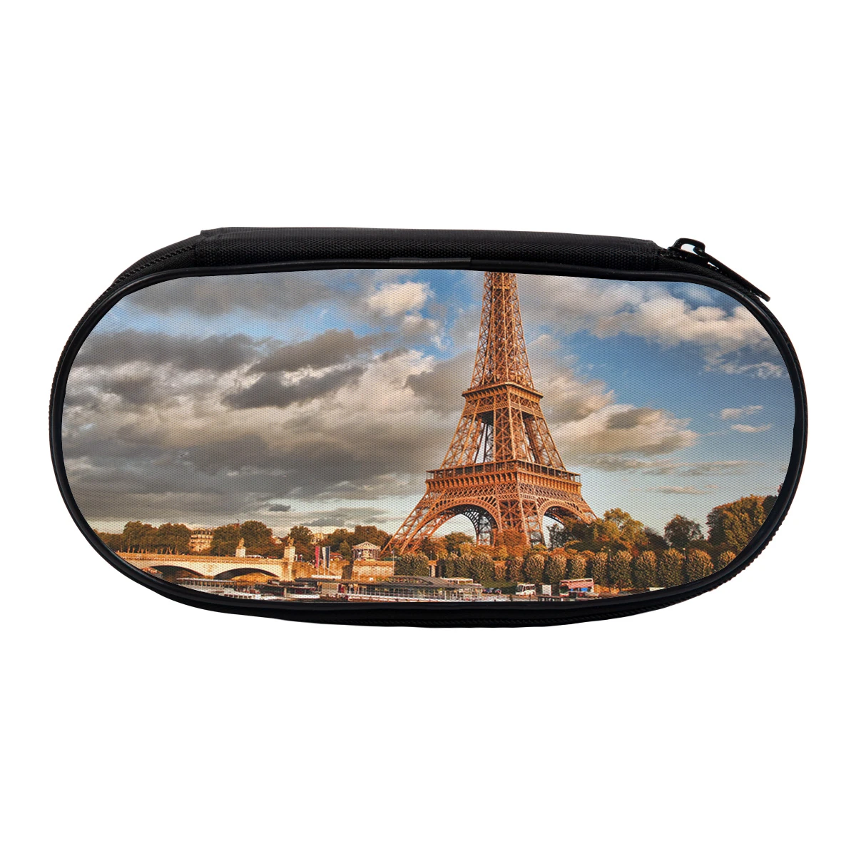 Paris Tower Stone Bridge estuche lápices con hojas de árboles, estuche de escolar, bolsa de lápices, caja escolar, bolso de lápices, papelería|Estuches escolares| - AliExpress