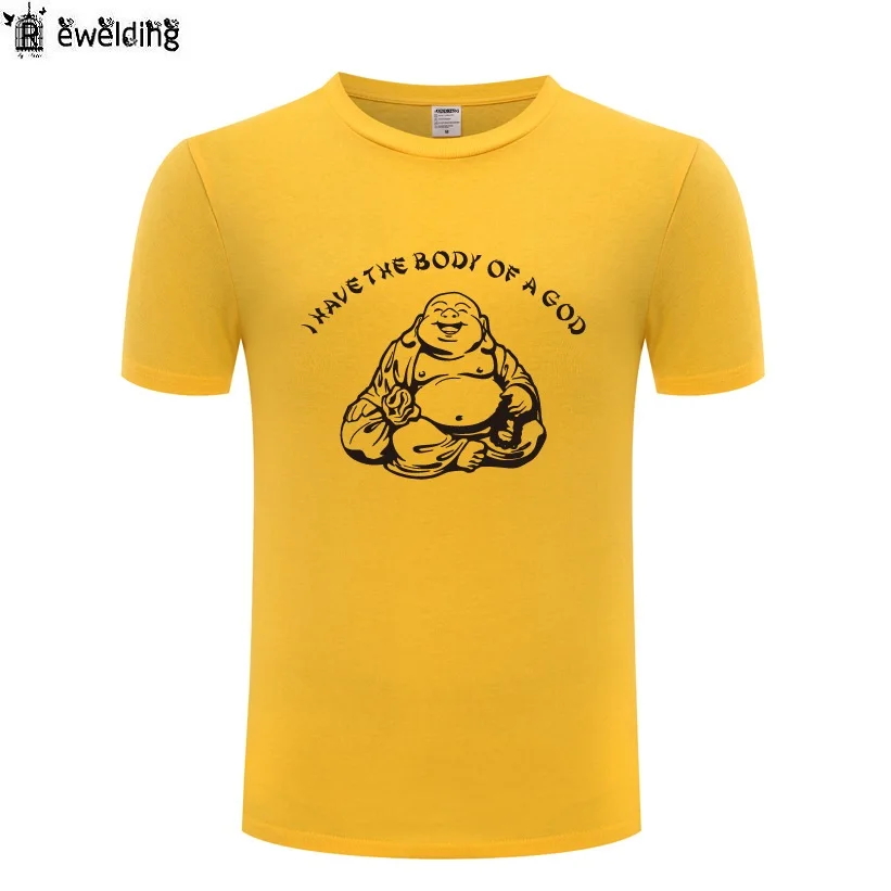 Мужская футболка с надписью I has the Body of A God-Buddha Budda Banter Fat Food Забавные футболки