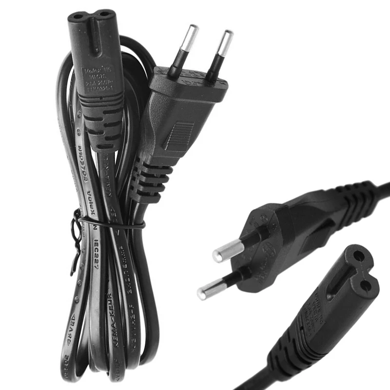 1.5m US//EU 2pin Plug Figure 8 C7 AC Power Cable Lead Cord Connector For PC New