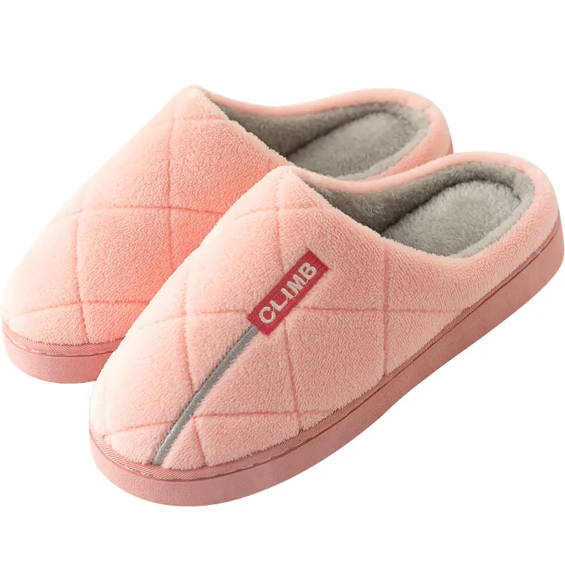 pink Женские домашние тапочки; теплые плюшевые Нескользящие домашние тапочки для влюбленных; мягкая зимняя обувь без застежки; женские и мужские шлепанцы; SH08272 - Цвет: pink
