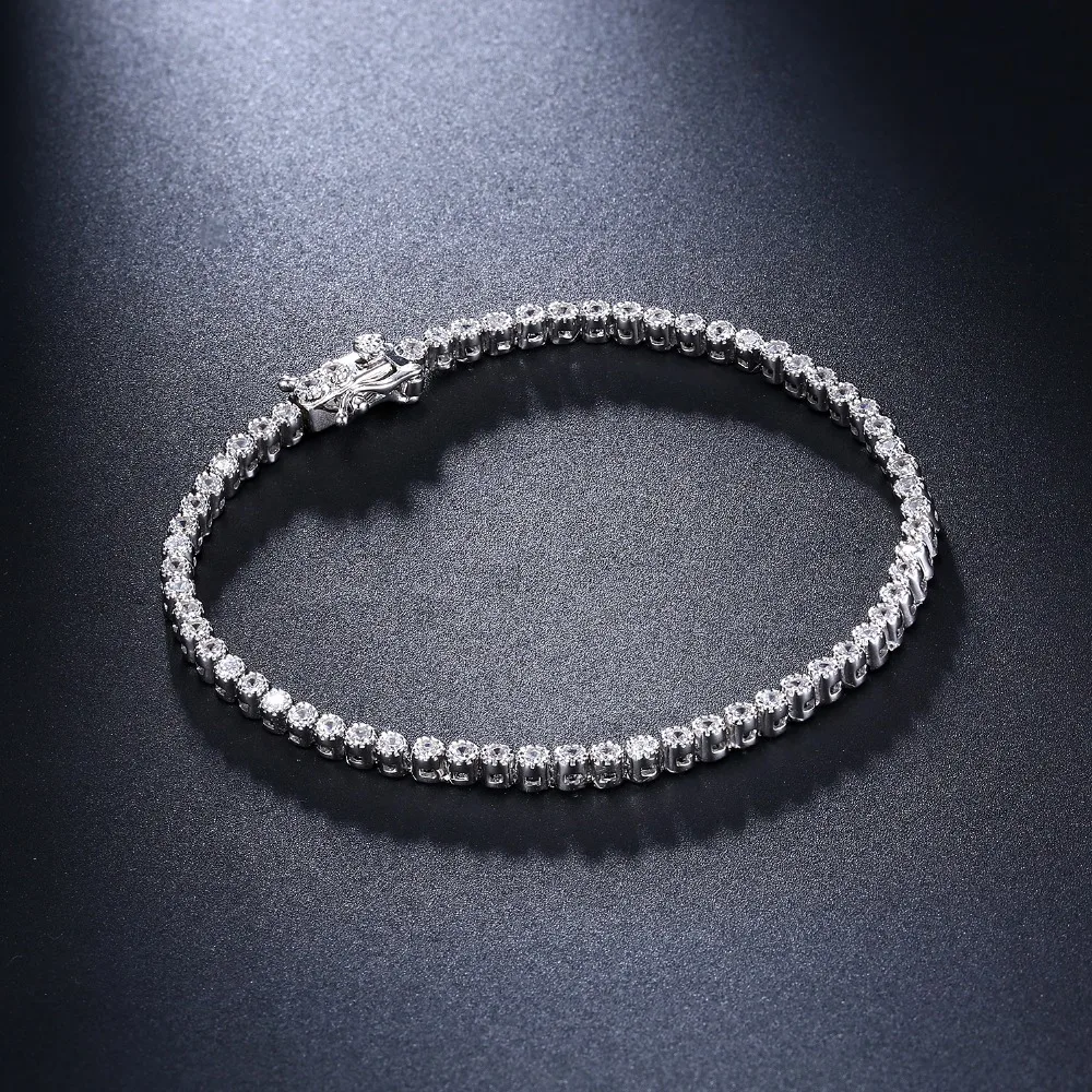 Made By Real Sterling Silver 17-19 CM Tennis Bracelets Jewelry Setting 2mm Stunning Zircon Luxury Solid 925 Jewellery