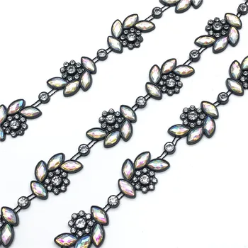 

5yard beaded rhinestone trimmings for clothes Handmade beading appliques patch diy sewing accessories for wedding dresses